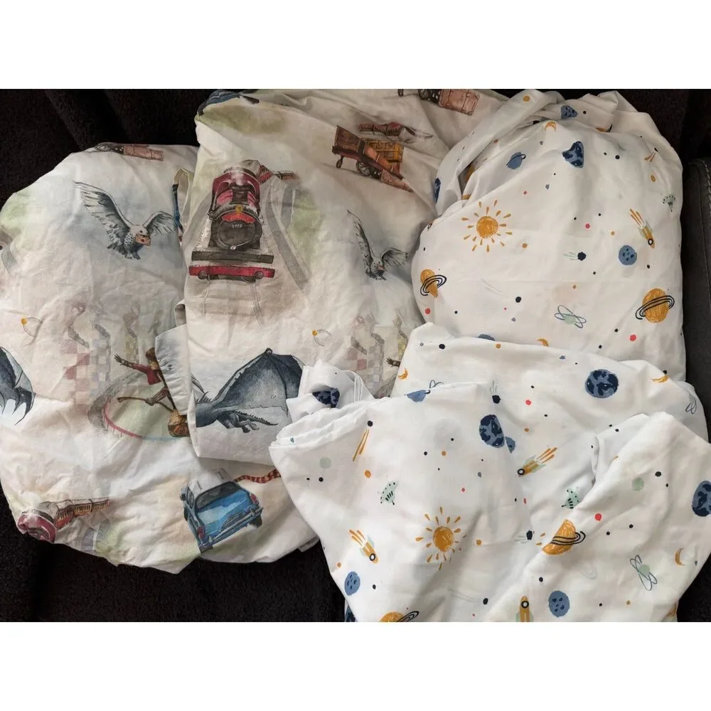 Full size sheets Pottery Barn Harry Potter set and Pillowfort Solar System set